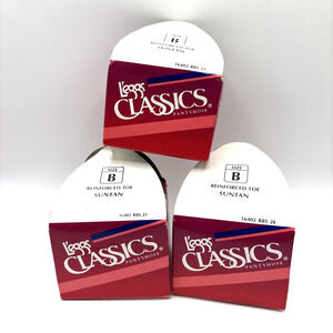 Vintage L'eggs Classics Pantyhose Size B Suntan Reinforced Toe Lot Of 3 USA NIP